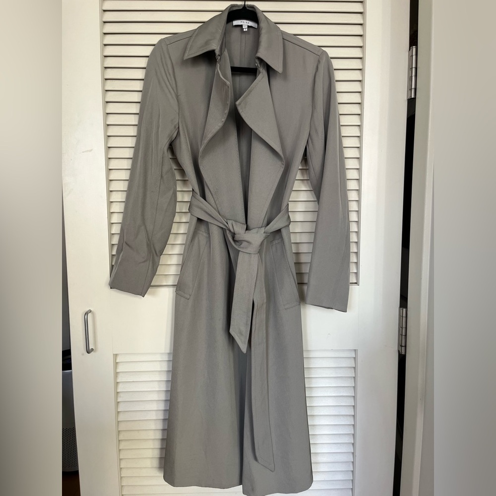 Reiss Sage Green Tie Waist Trench